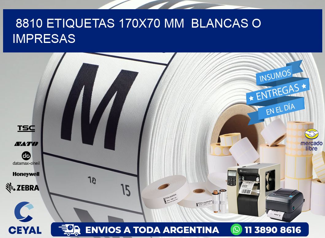 8810 ETIQUETAS 170x70 mm BLANCAS O IMPRESAS