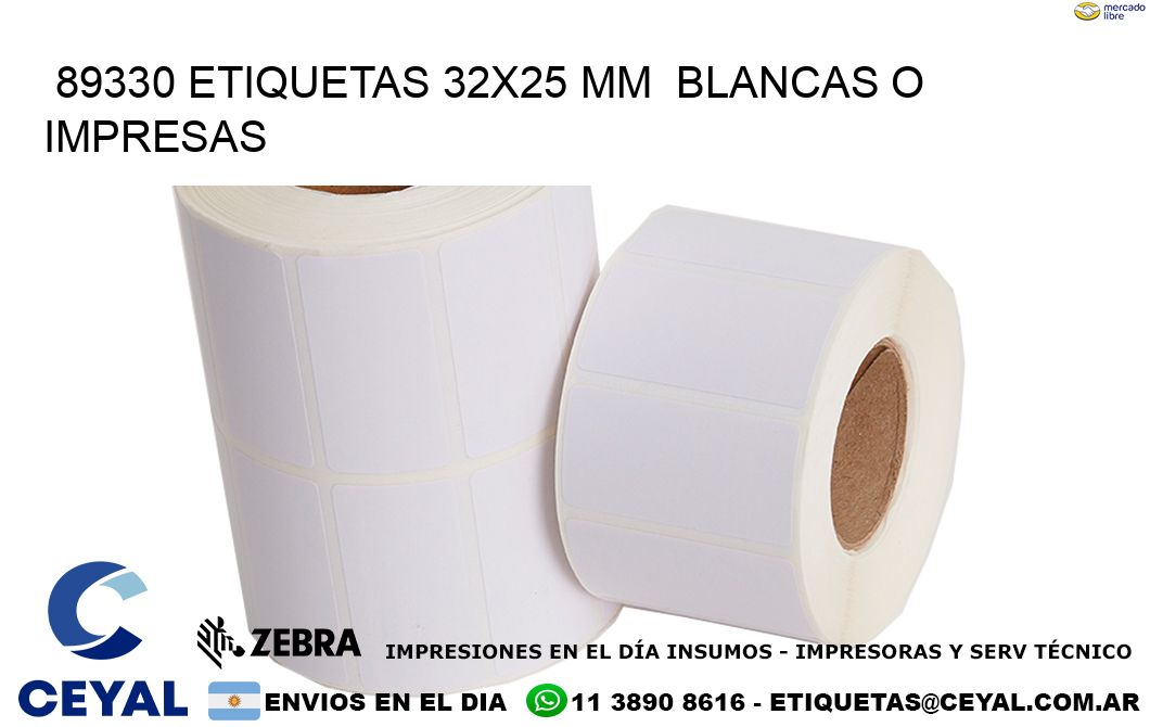 89330 ETIQUETAS 32x25 mm BLANCAS O IMPRESAS