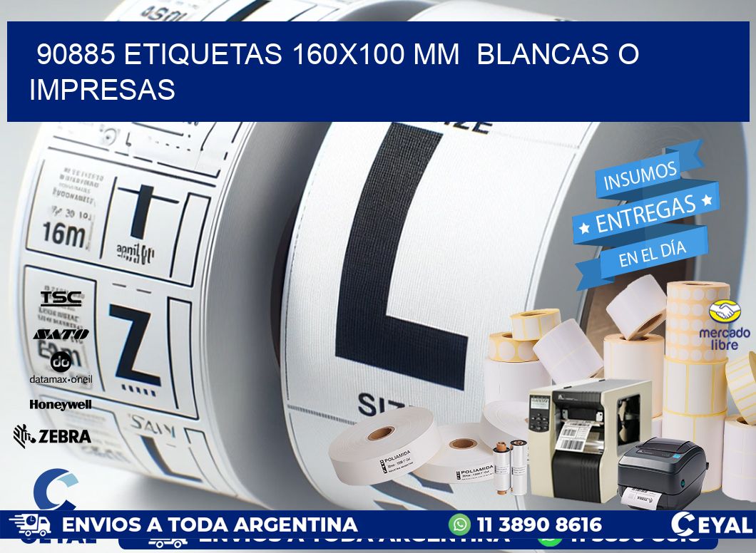 90885 ETIQUETAS 160x100 mm  BLANCAS O IMPRESAS