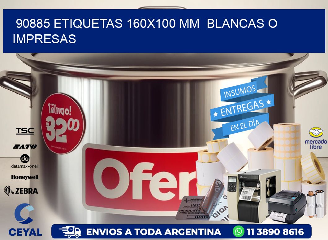 90885 ETIQUETAS 160x100 mm  BLANCAS O IMPRESAS