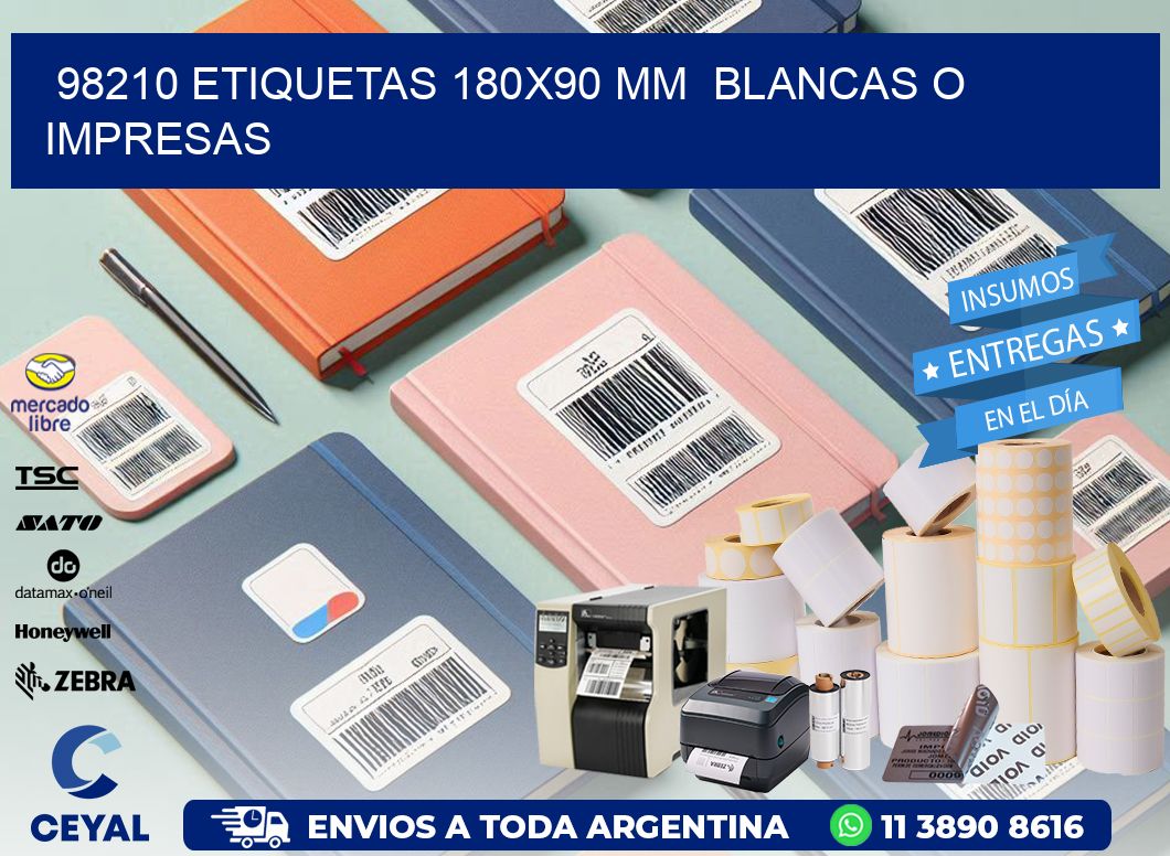 98210 ETIQUETAS 180x90 mm BLANCAS O IMPRESAS