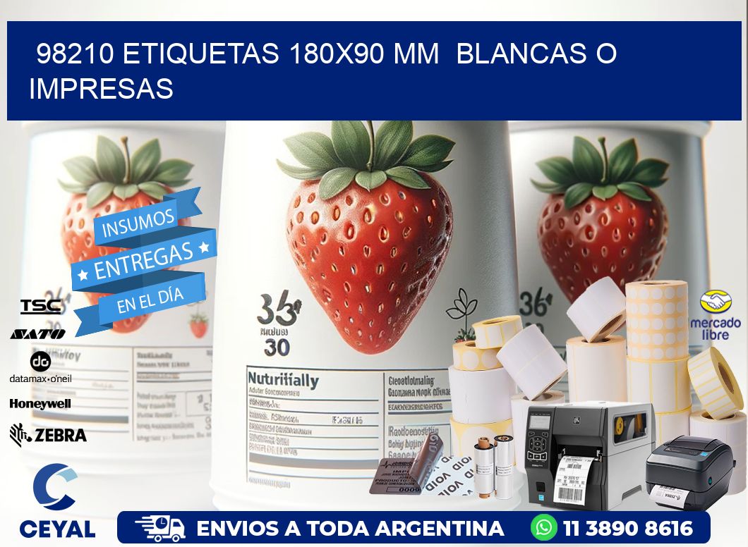 98210 ETIQUETAS 180x90 mm BLANCAS O IMPRESAS