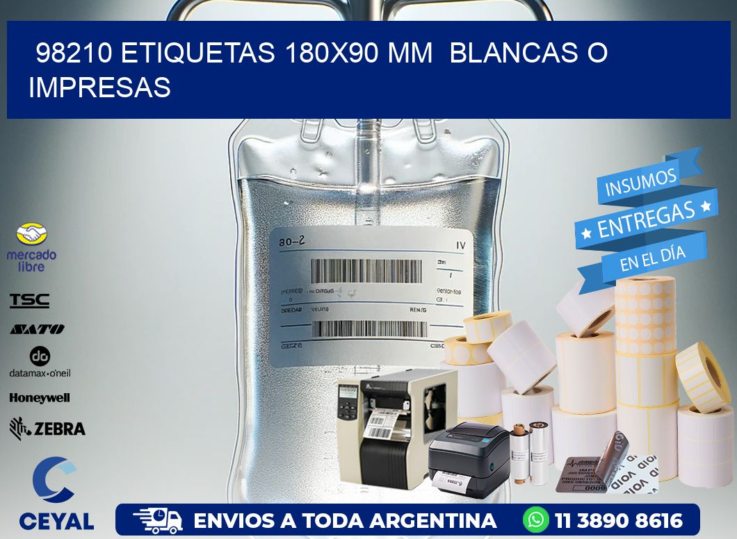 98210 ETIQUETAS 180×90 mm  BLANCAS O IMPRESAS