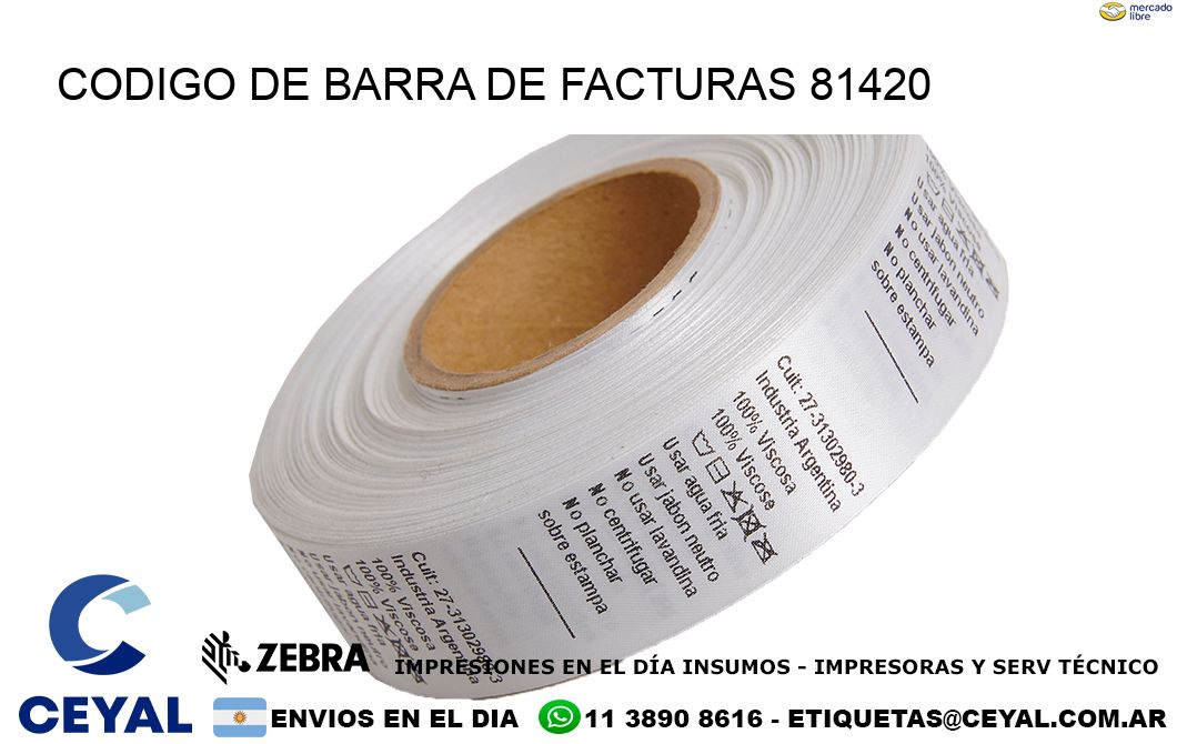 CODIGO DE BARRA DE FACTURAS 81420
