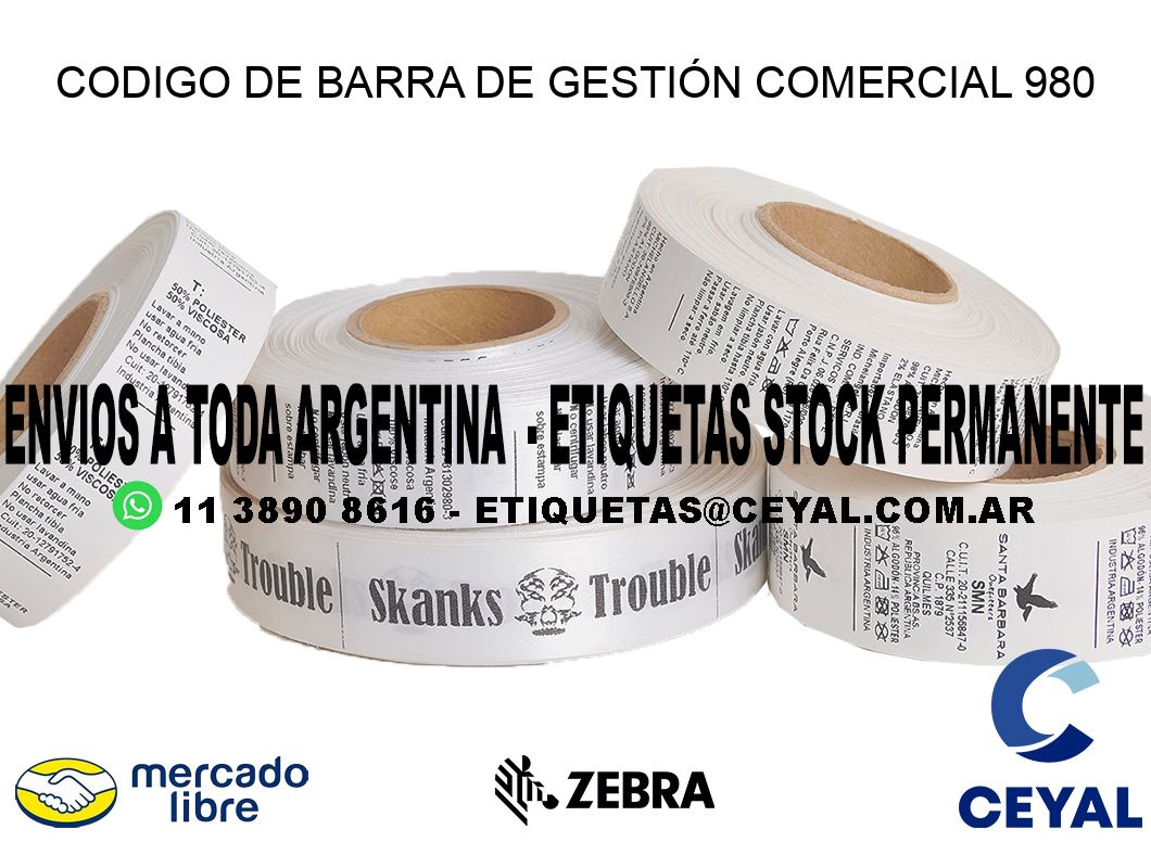CODIGO DE BARRA DE GESTIÓN COMERCIAL 980