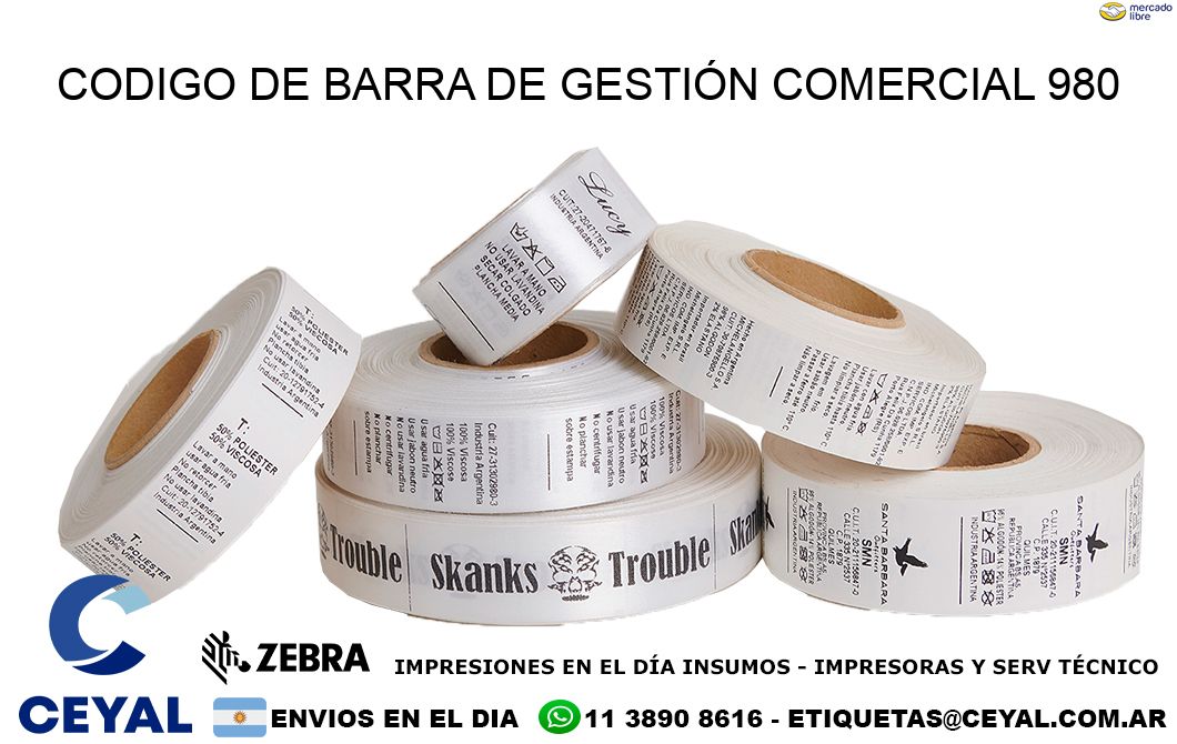 CODIGO DE BARRA DE GESTIÓN COMERCIAL 980