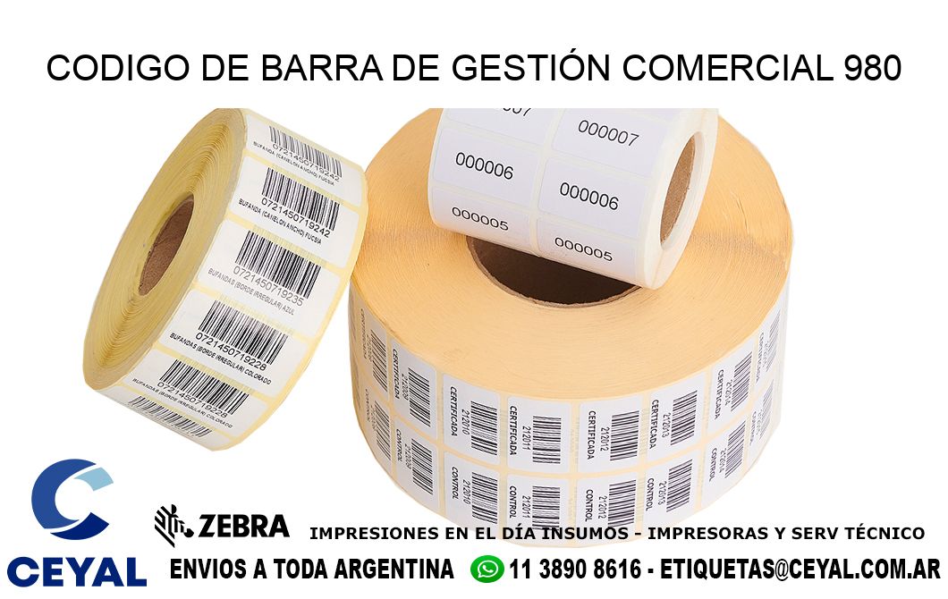 CODIGO DE BARRA DE GESTIÓN COMERCIAL 980