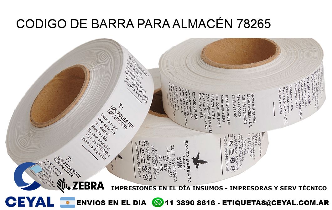 CODIGO DE BARRA PARA ALMACÉN 78265