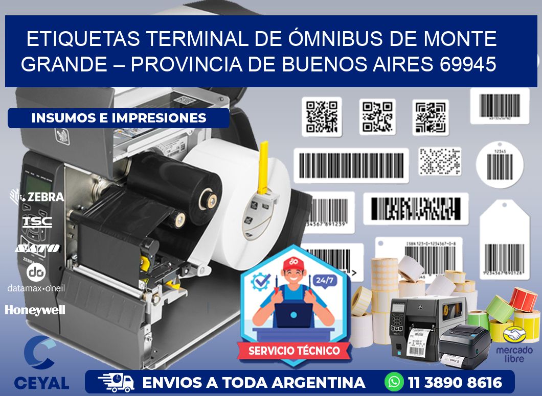 ETIQUETAS TERMINAL DE ÓMNIBUS DE MONTE GRANDE – PROVINCIA DE BUENOS AIRES 69945