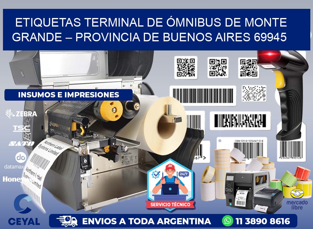 ETIQUETAS TERMINAL DE ÓMNIBUS DE MONTE GRANDE – PROVINCIA DE BUENOS AIRES 69945