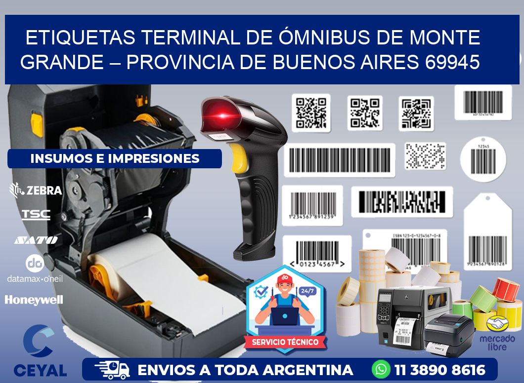 ETIQUETAS TERMINAL DE ÓMNIBUS DE MONTE GRANDE – PROVINCIA DE BUENOS AIRES 69945