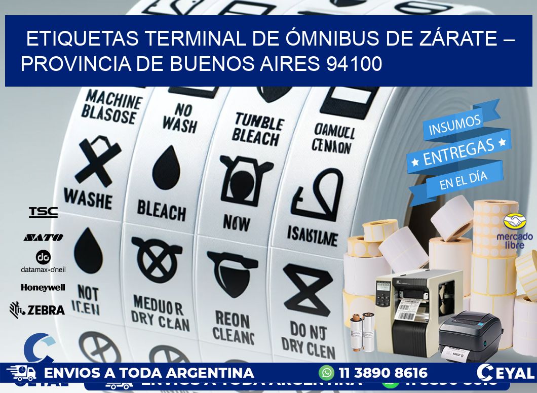 ETIQUETAS TERMINAL DE ÓMNIBUS DE ZÁRATE – PROVINCIA DE BUENOS AIRES 94100