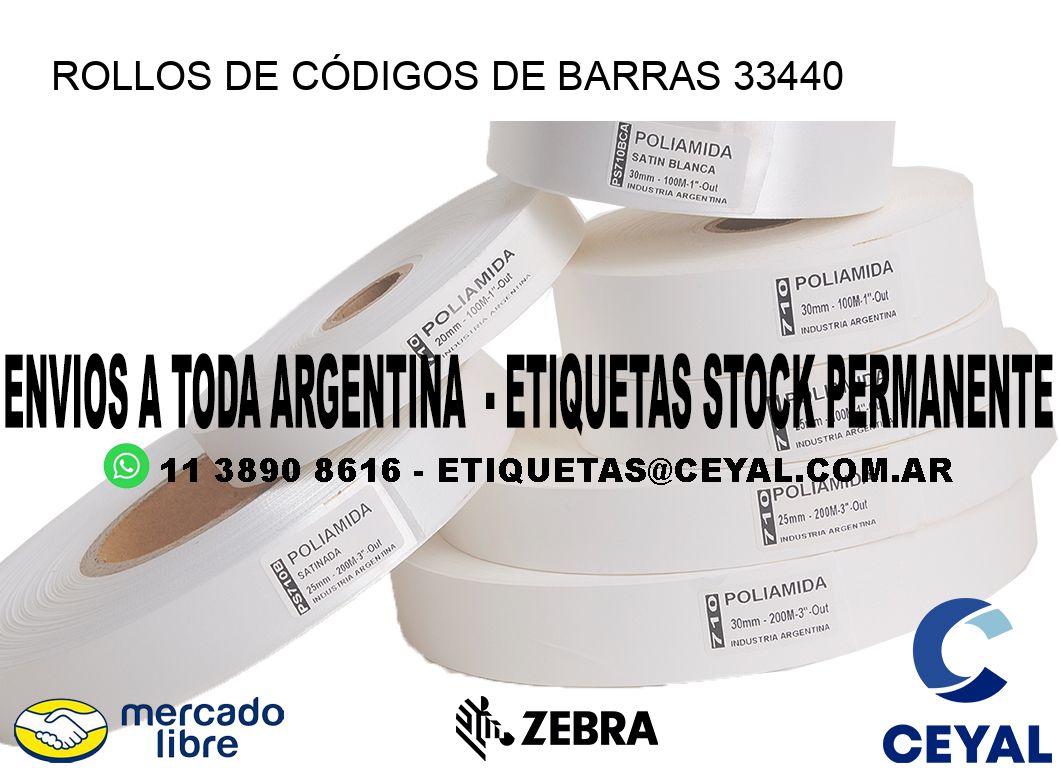 ROLLOS DE CÓDIGOS DE BARRAS 33440