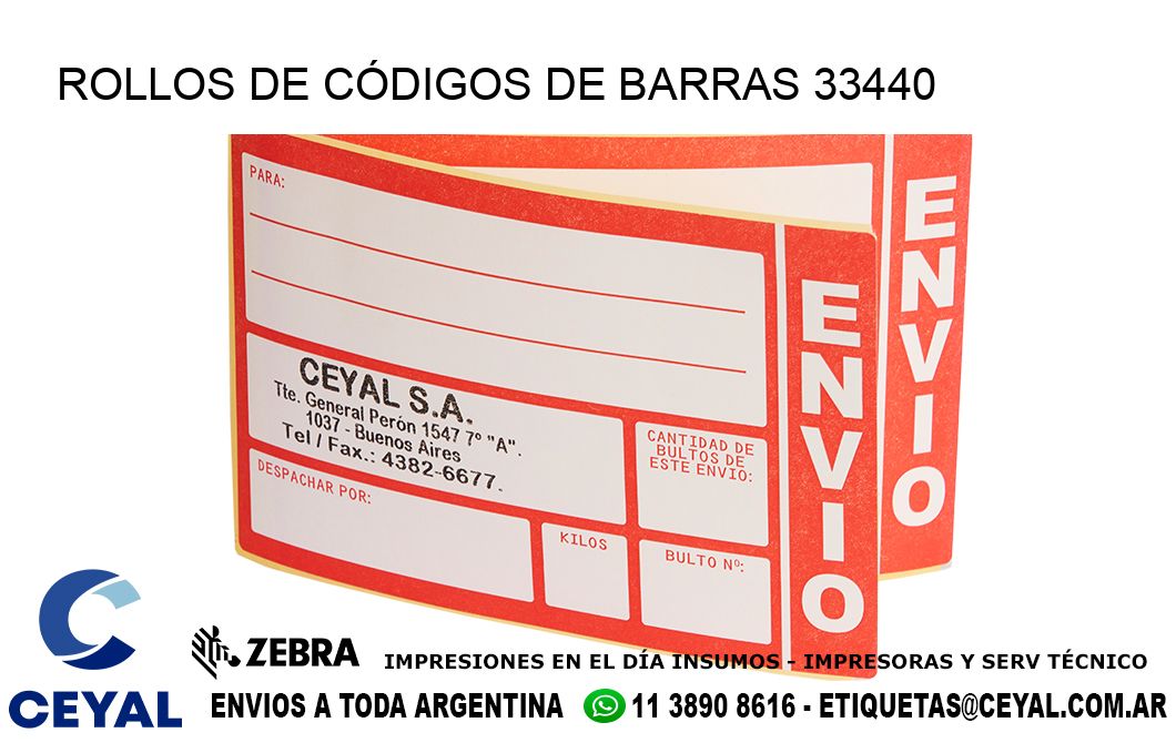 ROLLOS DE CÓDIGOS DE BARRAS 33440