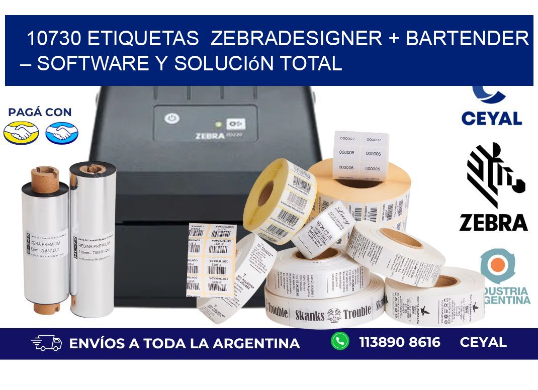 10730 etiquetas  ZebraDesigner + BarTender – Software y Solución Total
