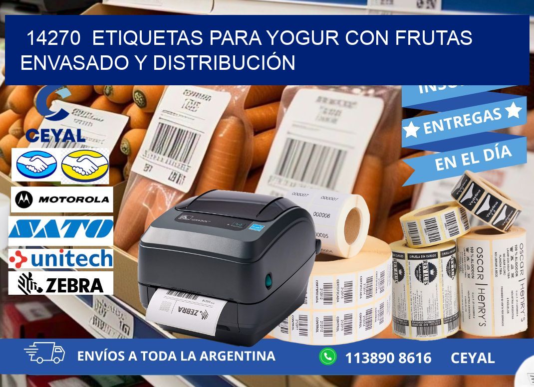 14270  ETIQUETAS PARA YOGUR CON FRUTAS ENVASADO Y DISTRIBUCIÓN