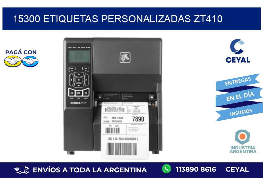 15300 ETIQUETAS PERSONALIZADAS ZT410