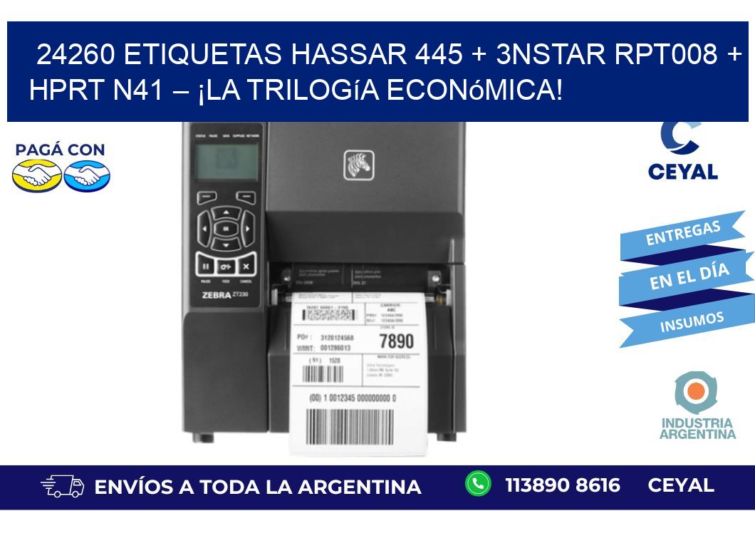 24260 ETIQUETAS Hassar 445 + 3nStar RPT008 + HPRT N41 – ¡La trilogía económica!