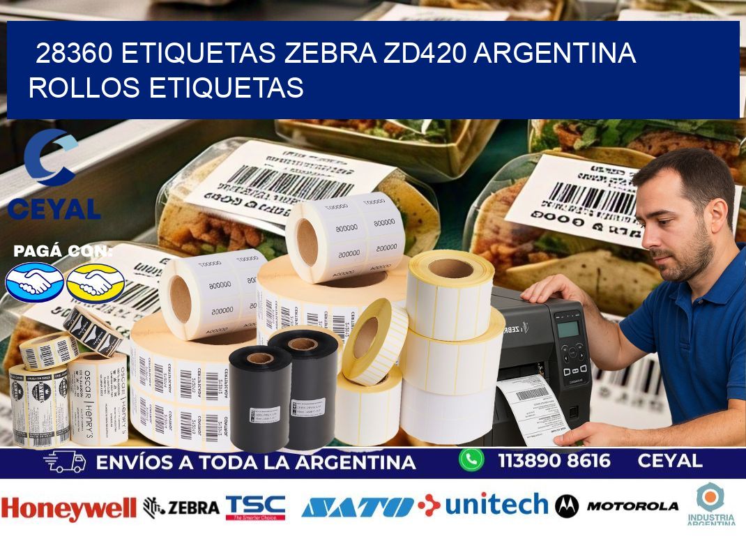 28360 etiquetas zebra zd420 argentina ROLLOS ETIQUETAS