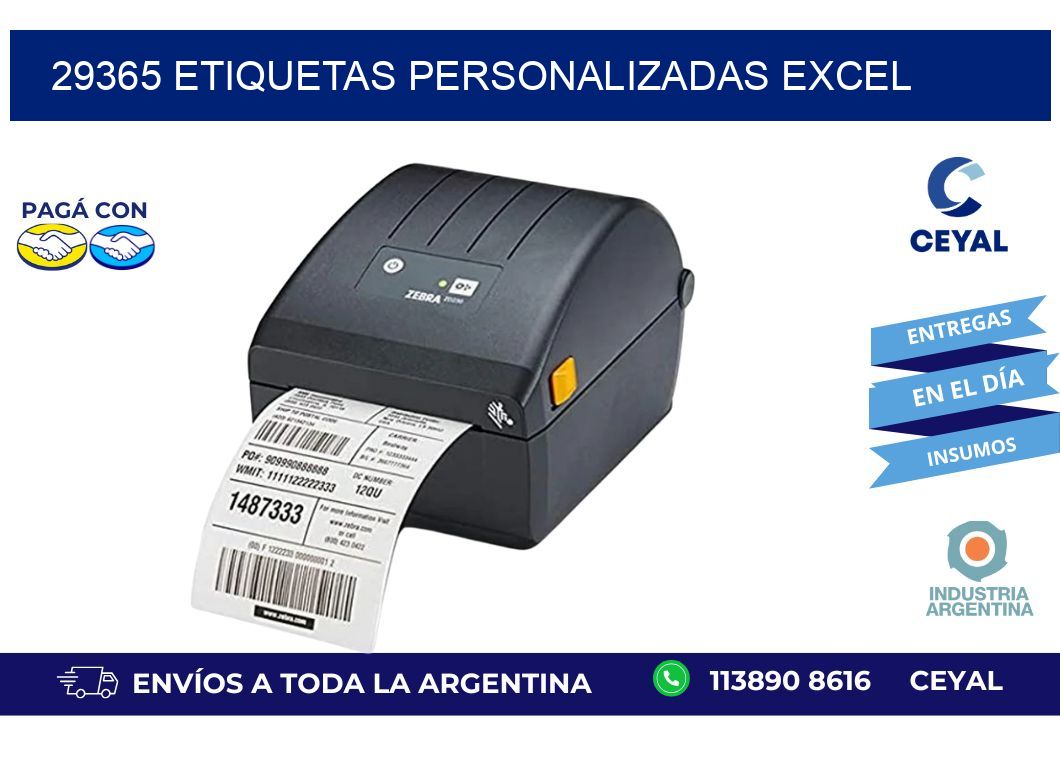 29365 ETIQUETAS PERSONALIZADAS EXCEL