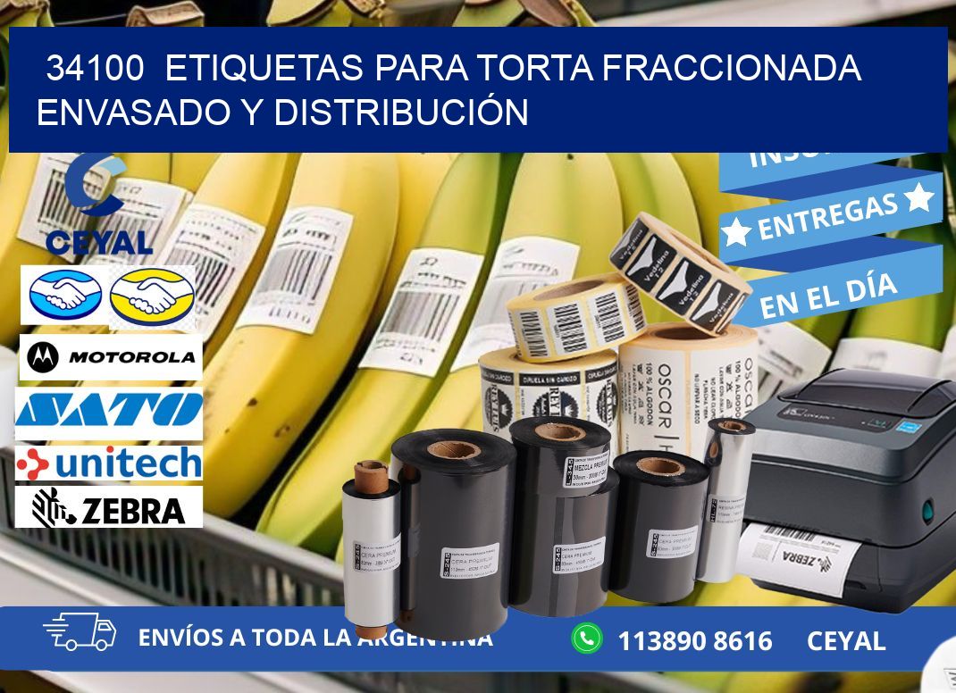 34100  ETIQUETAS PARA TORTA FRACCIONADA ENVASADO Y DISTRIBUCIÓN