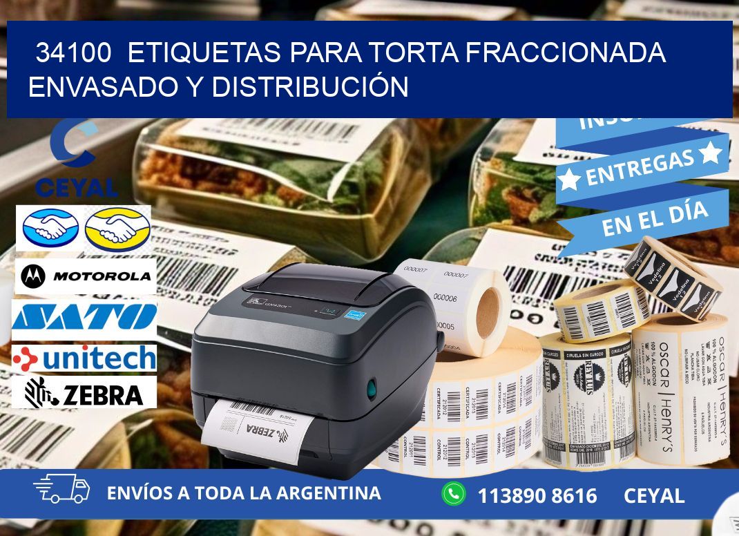 34100  ETIQUETAS PARA TORTA FRACCIONADA ENVASADO Y DISTRIBUCIÓN
