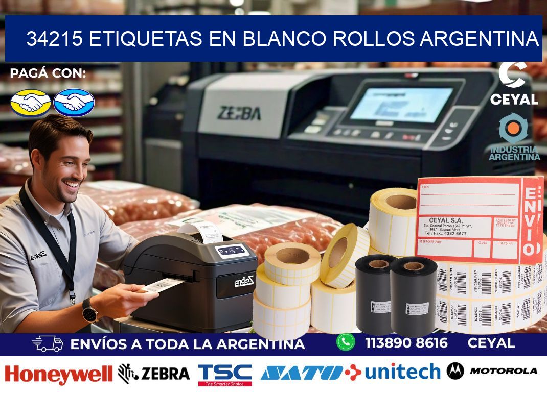 34215 ETIQUETAS EN BLANCO ROLLOS ARGENTINA