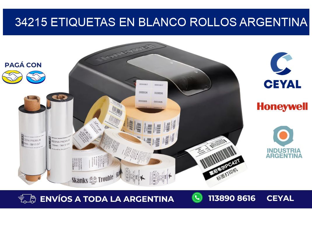 34215 ETIQUETAS EN BLANCO ROLLOS ARGENTINA