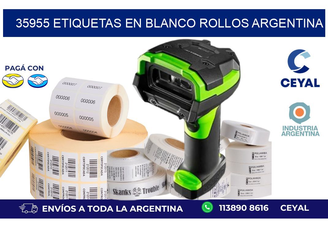 35955 ETIQUETAS EN BLANCO ROLLOS ARGENTINA