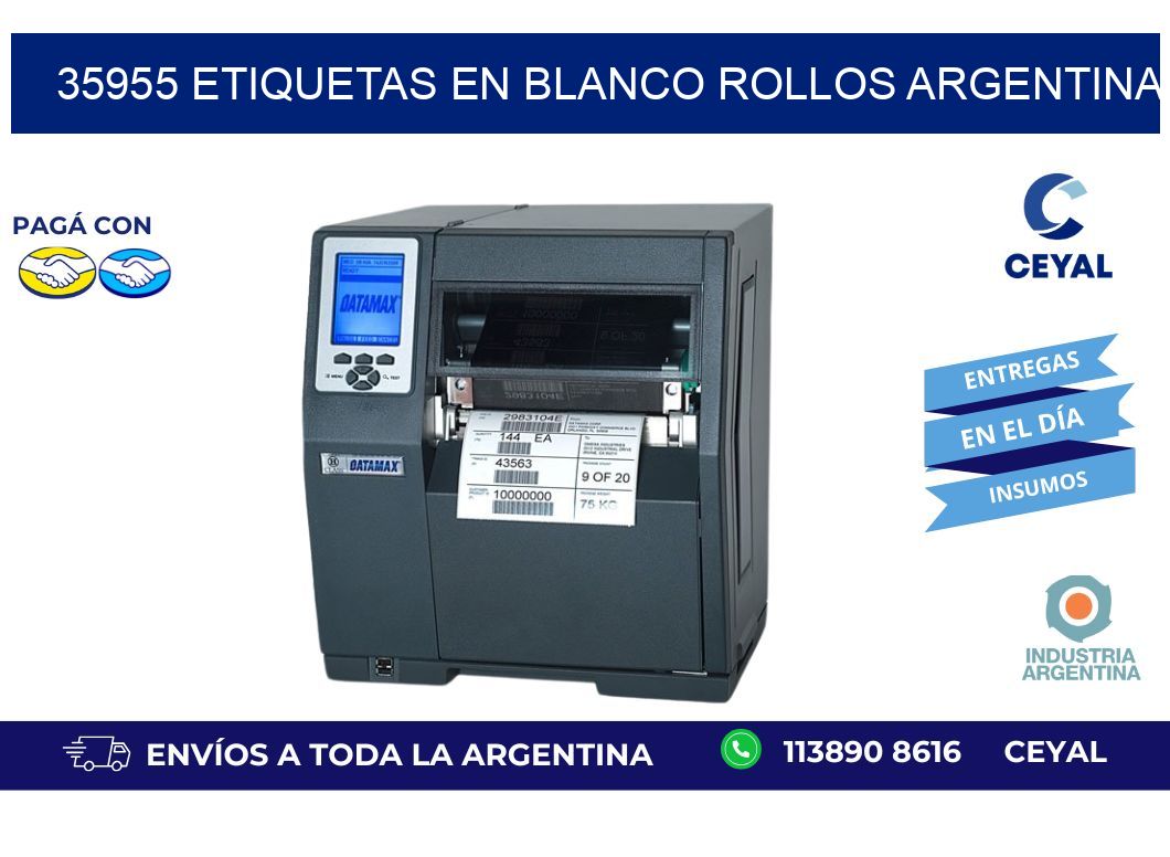 35955 ETIQUETAS EN BLANCO ROLLOS ARGENTINA