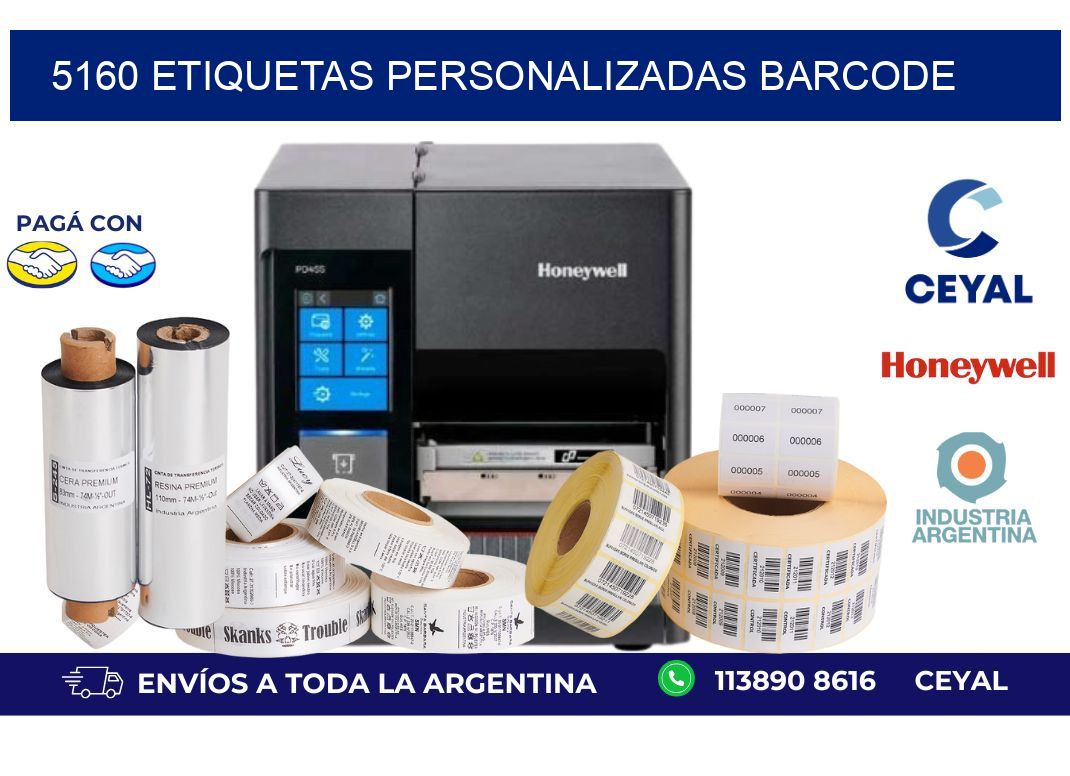 5160 ETIQUETAS PERSONALIZADAS BARCODE