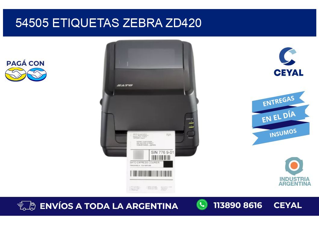 54505 ETIQUETAS ZEBRA ZD420
