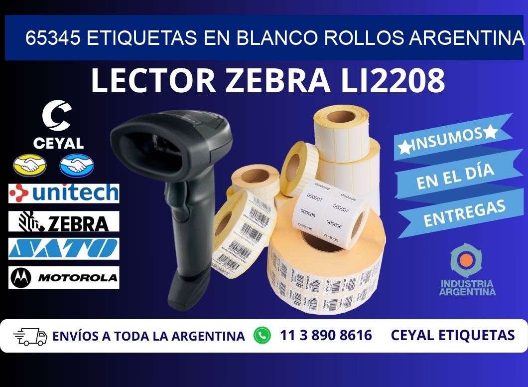 65345 ETIQUETAS EN BLANCO ROLLOS ARGENTINA