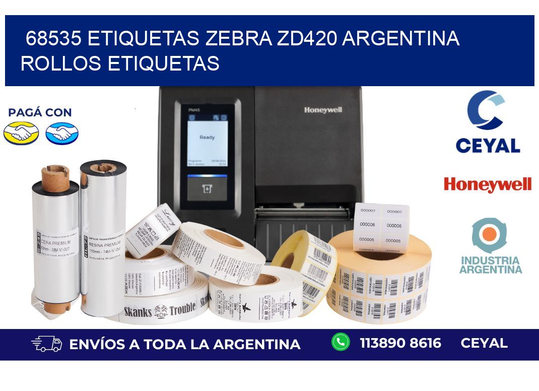 68535 etiquetas zebra zd420 argentina ROLLOS ETIQUETAS