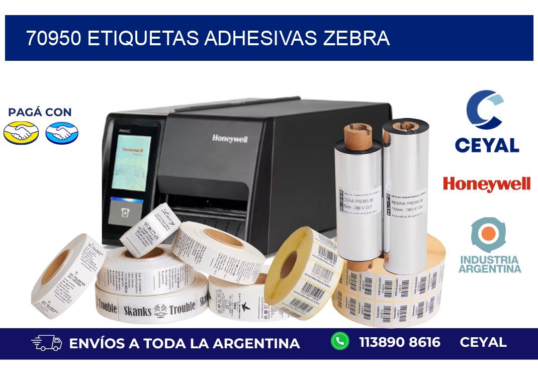 70950 ETIQUETAS ADHESIVAS ZEBRA