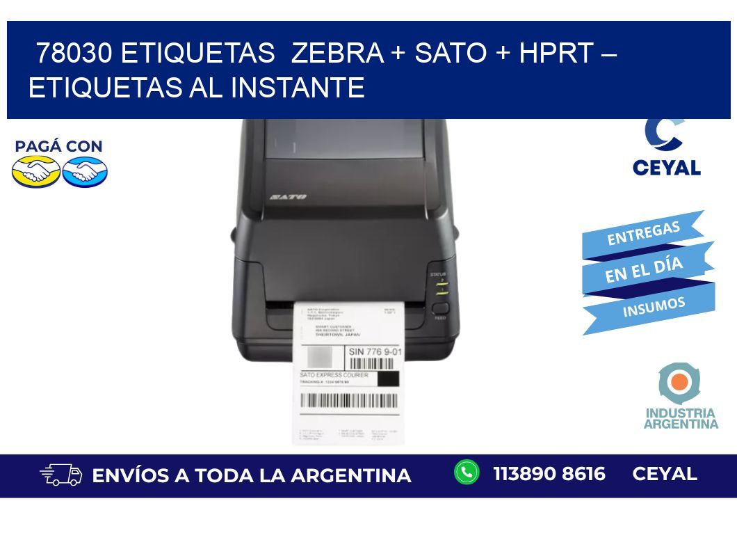 78030 etiquetas  Zebra + SATO + HPRT – Etiquetas al Instante