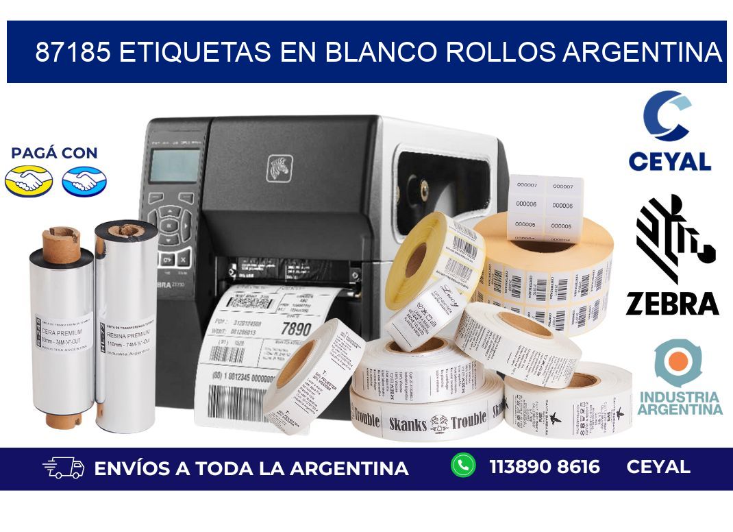 87185 ETIQUETAS EN BLANCO ROLLOS ARGENTINA