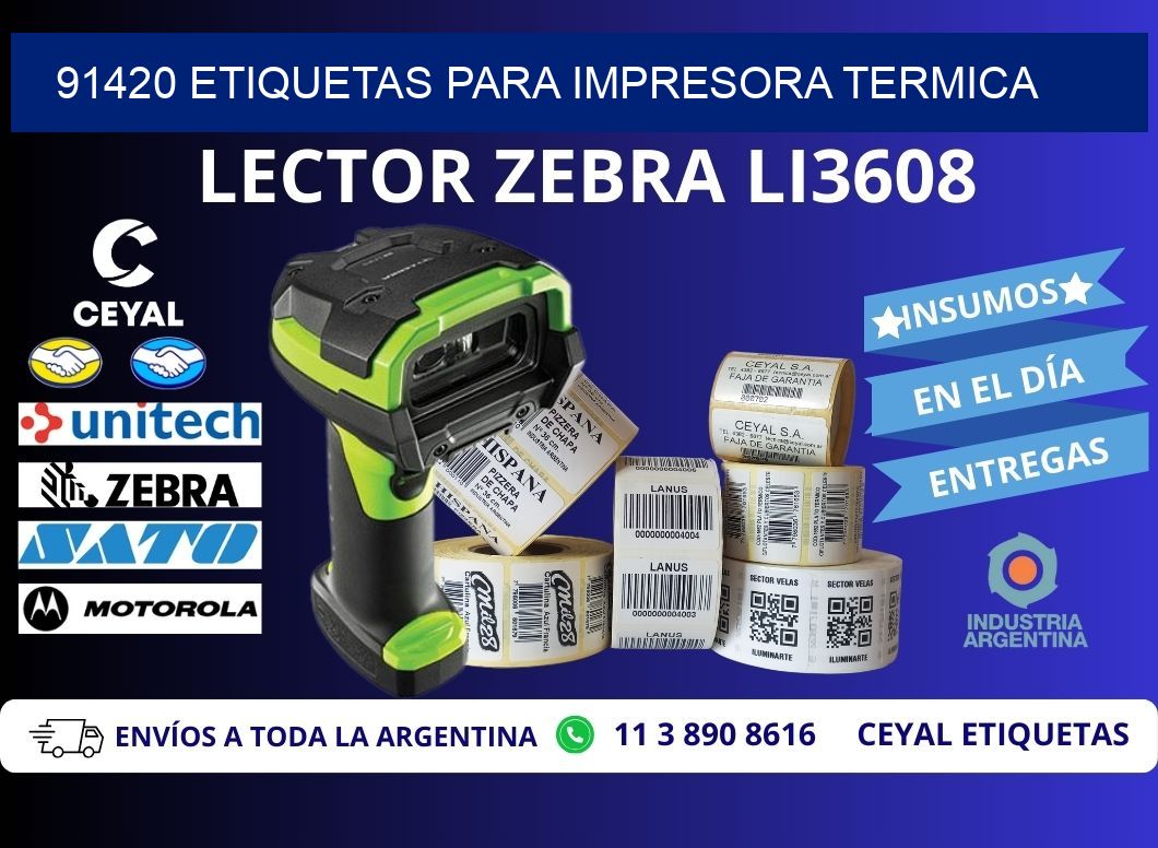 91420 ETIQUETAS PARA IMPRESORA TERMICA
