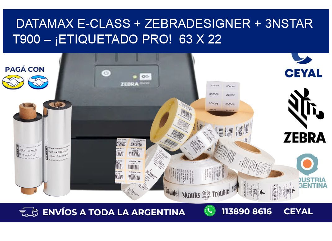 Datamax E-Class + ZebraDesigner + 3nStar T900 – ¡Etiquetado pro!  63 x 22