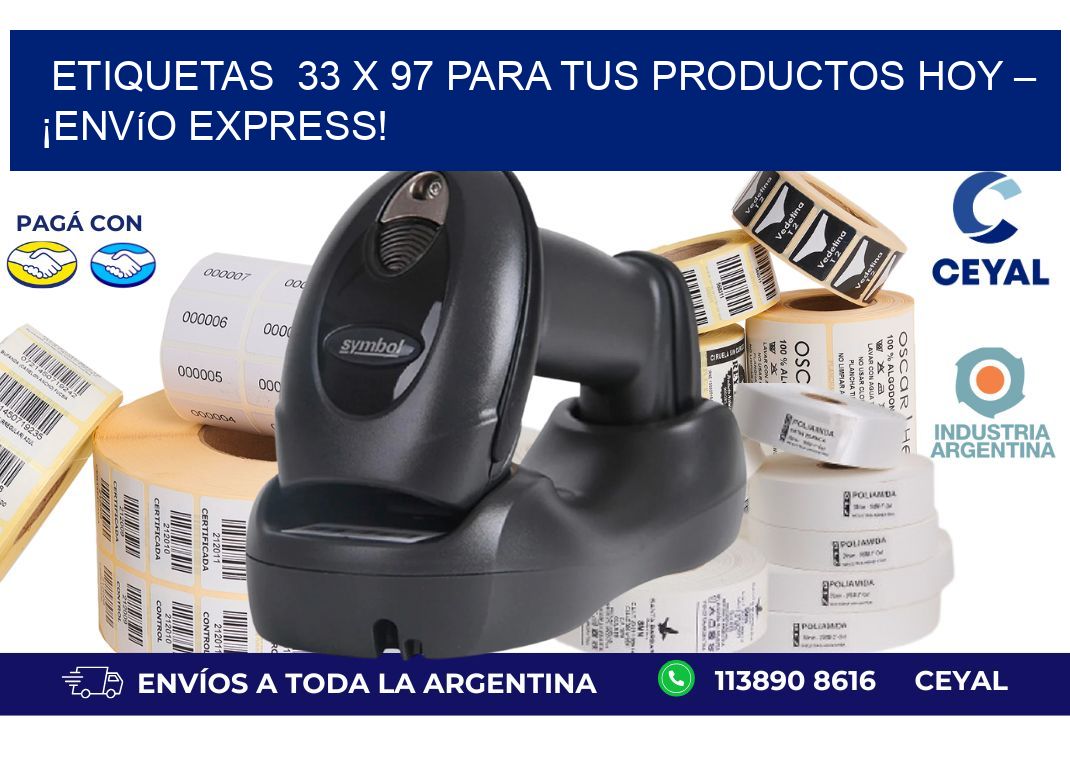 Etiquetas  33 x 97 para tus Productos Hoy – ¡Envío Express!