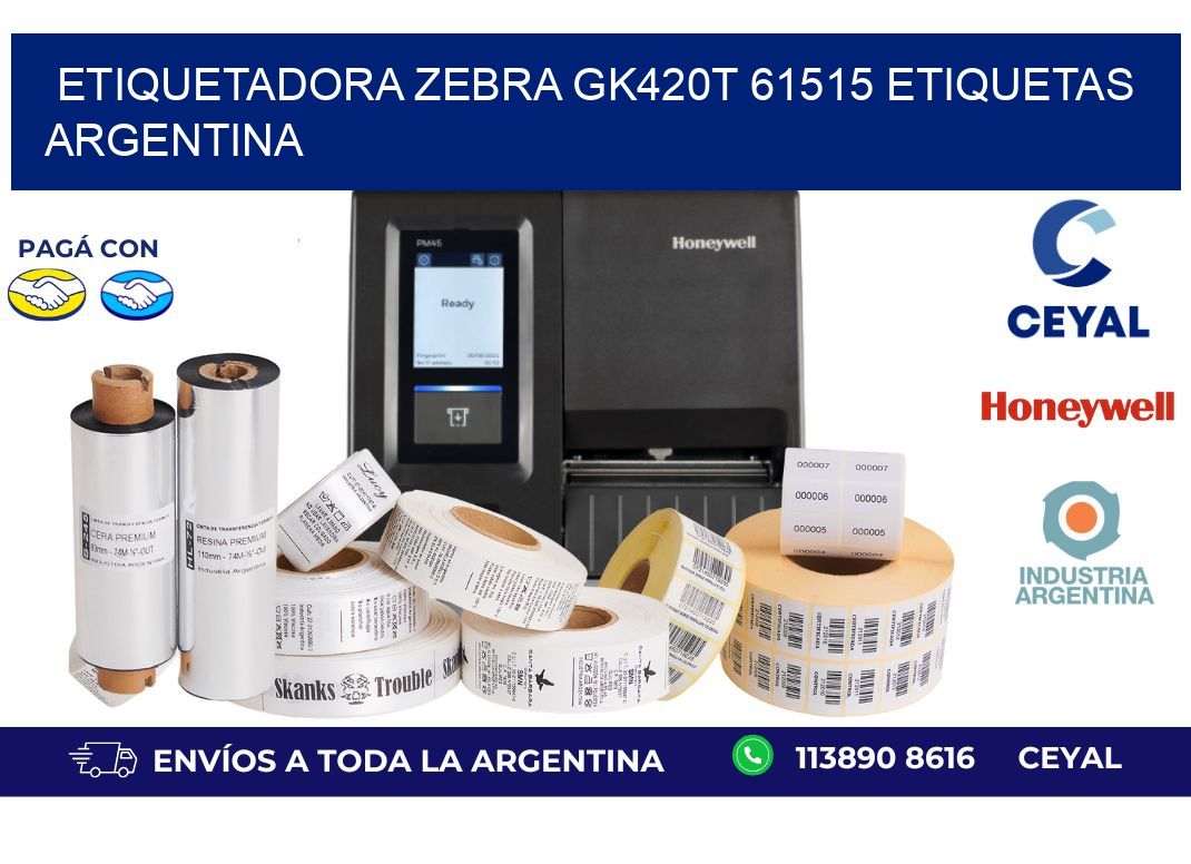 etiquetadora zebra gk420t 61515 etiquetas argentina