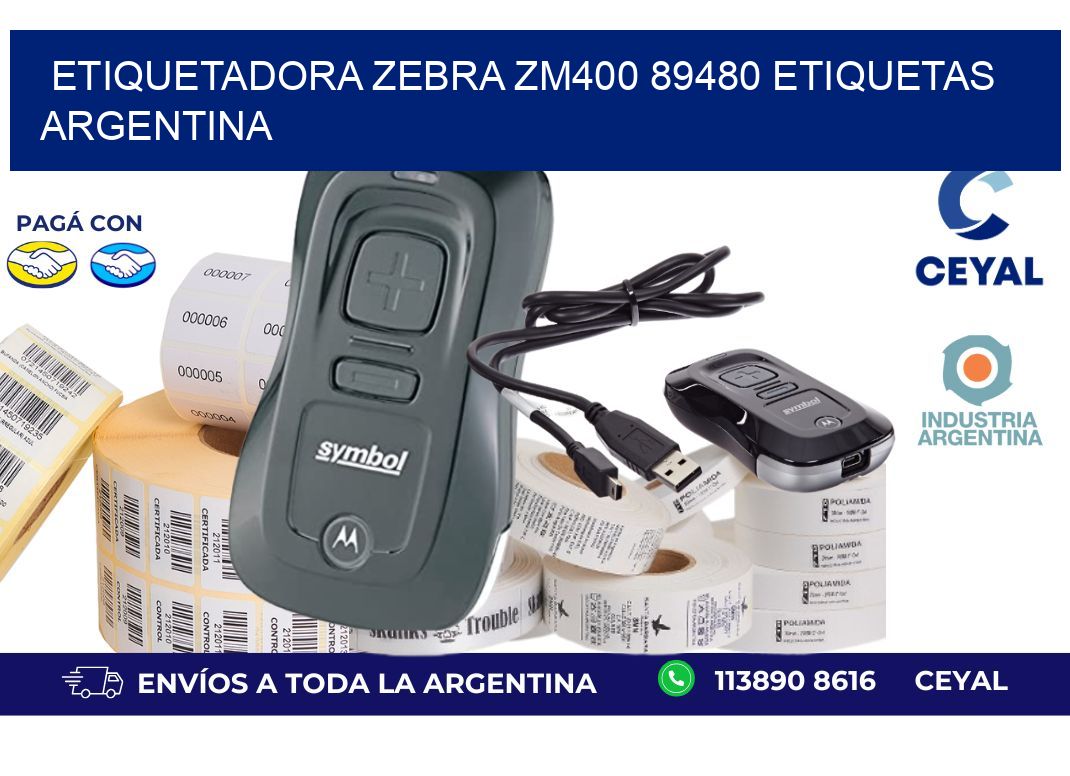 etiquetadora zebra zm400 89480 etiquetas argentina