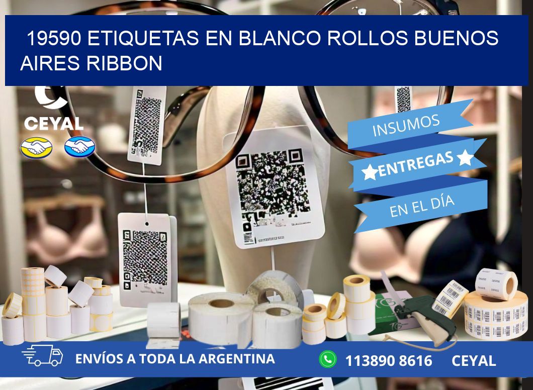 19590 ETIQUETAS EN BLANCO ROLLOS BUENOS AIRES RIBBON