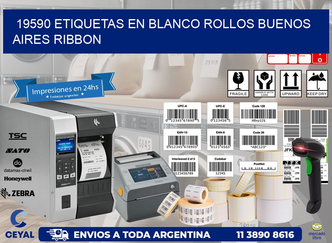 19590 ETIQUETAS EN BLANCO ROLLOS BUENOS AIRES RIBBON