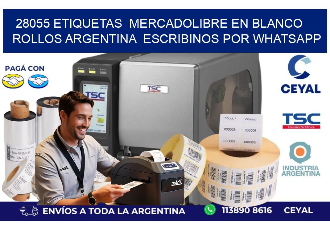 28055 ETIQUETAS  MERCADOLIBRE EN BLANCO ROLLOS ARGENTINA  ESCRIBINOS POR WHATSAPP