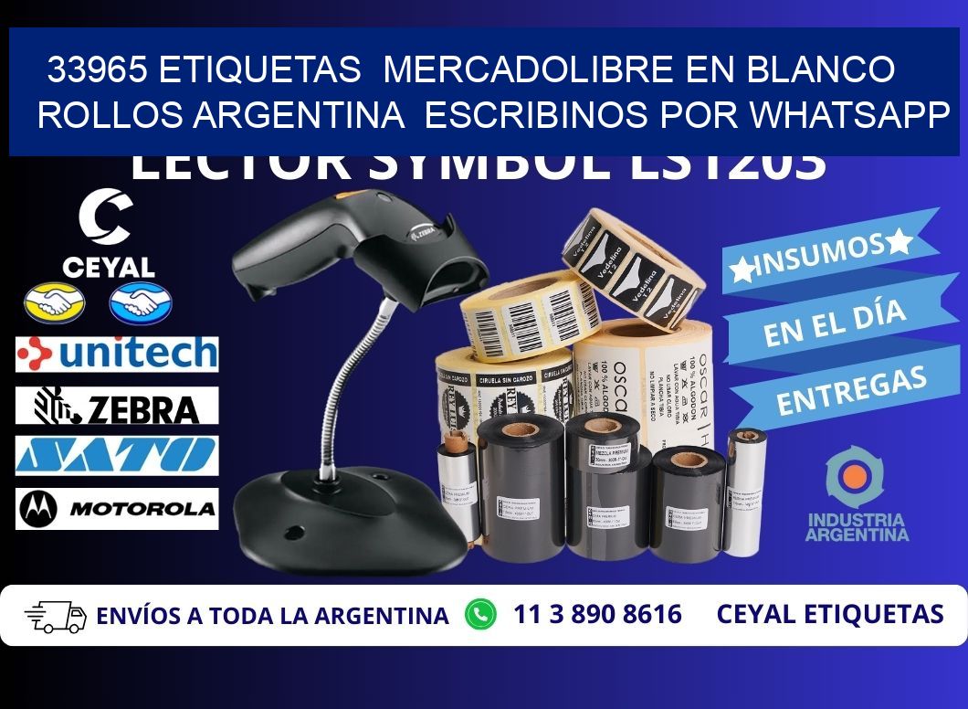 33965 ETIQUETAS  MERCADOLIBRE EN BLANCO ROLLOS ARGENTINA  ESCRIBINOS POR WHATSAPP