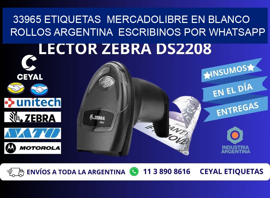 33965 ETIQUETAS  MERCADOLIBRE EN BLANCO ROLLOS ARGENTINA  ESCRIBINOS POR WHATSAPP