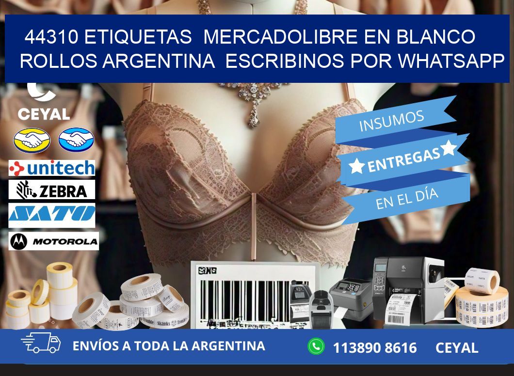 44310 ETIQUETAS  MERCADOLIBRE EN BLANCO ROLLOS ARGENTINA  ESCRIBINOS POR WHATSAPP
