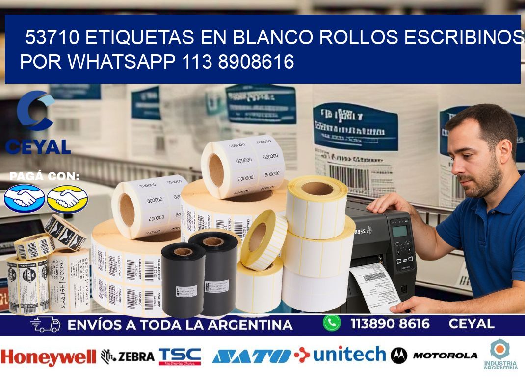 53710 ETIQUETAS EN BLANCO ROLLOS ESCRIBINOS POR WHATSAPP 113 8908616