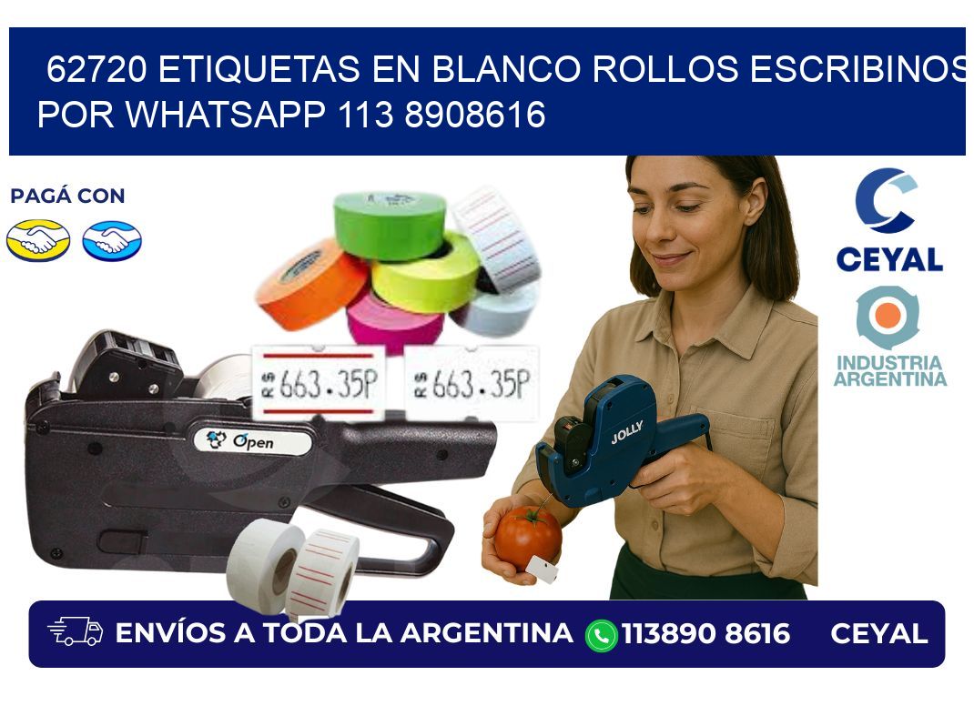 62720 ETIQUETAS EN BLANCO ROLLOS ESCRIBINOS POR WHATSAPP 113 8908616